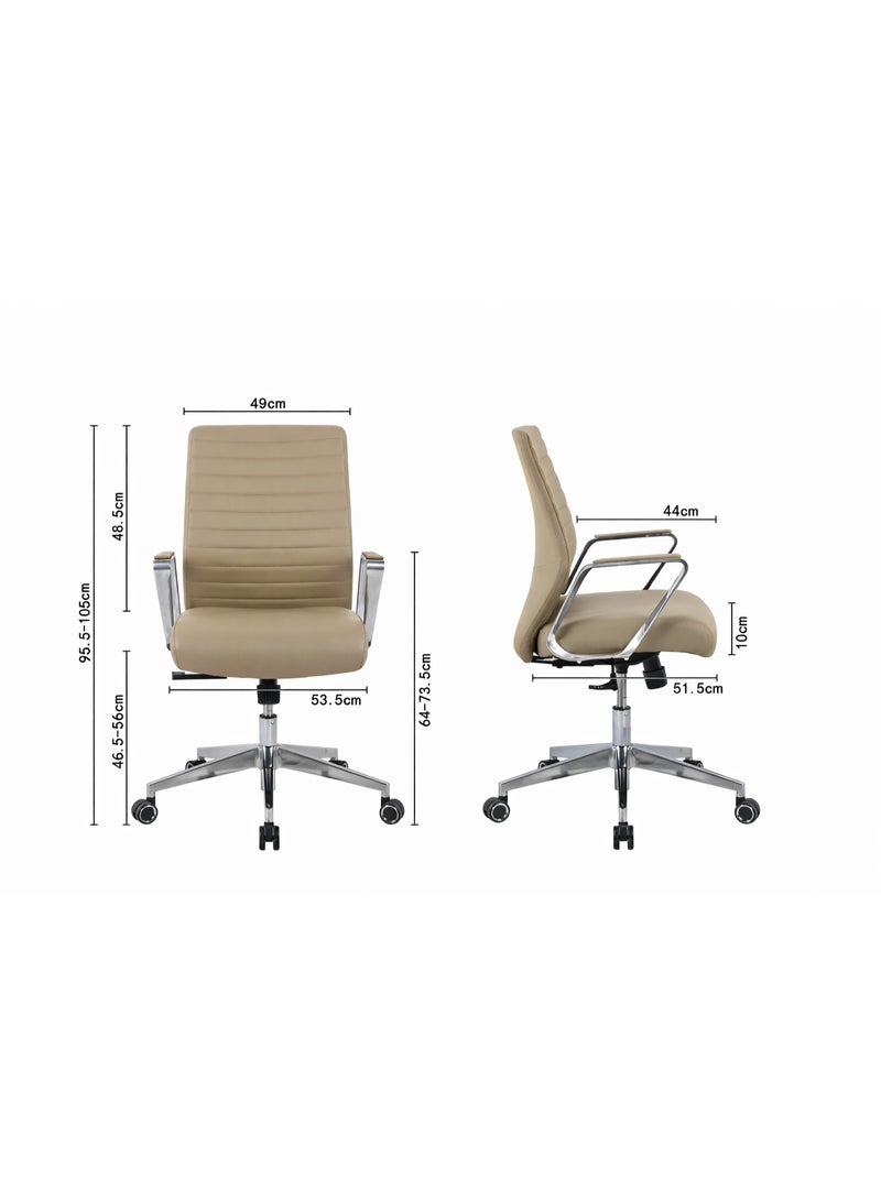 DAMONS Mid-Back Executive Office Chair, Padded Seat & Ribbed Back, Height Adjustable Swivel Task Chair with Chrome Armrests & 5-Star Caster Base - Image 5